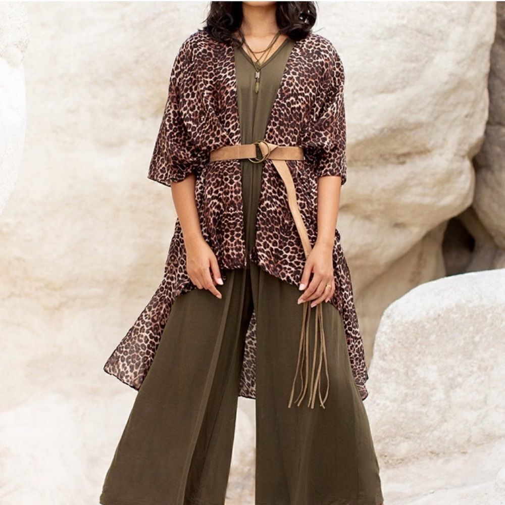 Joyfolie leopard print duster One Size - Picture 3 of 6